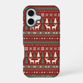 Funda Para iPhone 16 Patrón de suéter de Navidades feos