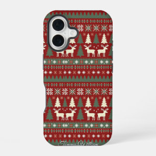 Funda Para iPhone 16 Patrón de suéter feo de Navidad lindo