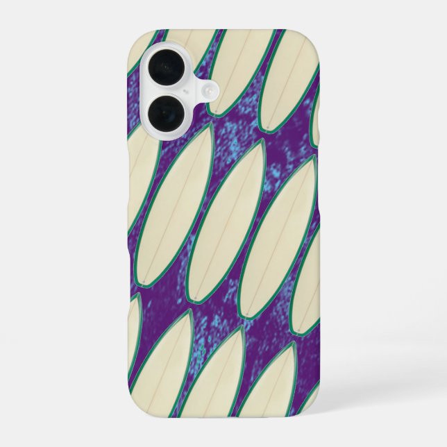 Funda Para iPhone 16 patrón de tablas de surf blancas (Reverso )