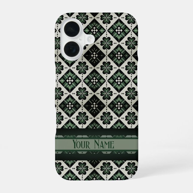 Funda Para iPhone 16 Patrón de Trébol a Cuadros Afortunado (Reverso )