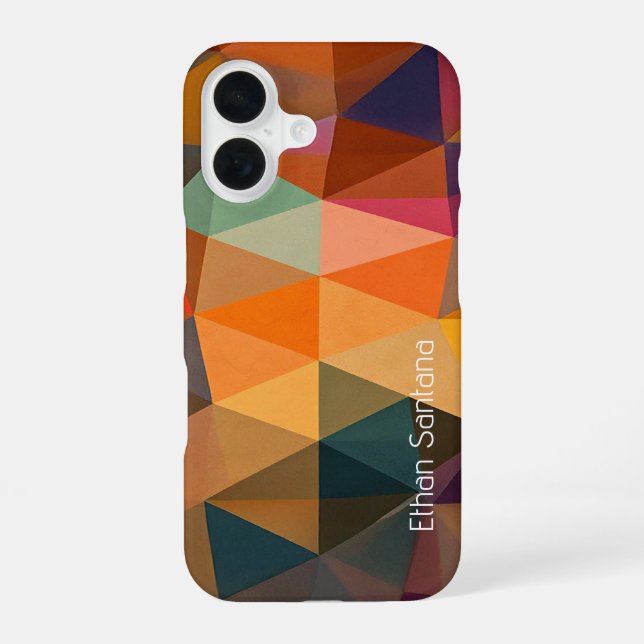 Funda Para iPhone 16 Patrón de triángulo abstracto cálido (Reverso )