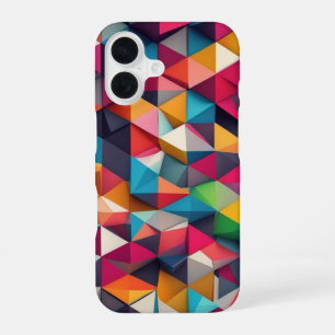 Funda Para iPhone 16 Patrón de triángulo textura de polígono multicolor