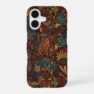 FUNDA PARA iPhone 16 PATRÓN DE TRIBUS AFRICANOS