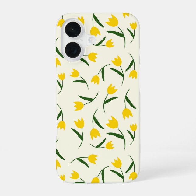 Funda Para iPhone 16 Patrón de Tulipán Amarillo  (Reverso )