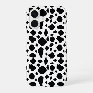 Funda Para iPhone 16 Patrón de vaca negro y blanco