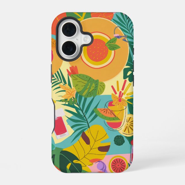 Funda Para iPhone 16 Patrón de verano colorido (Reverso )