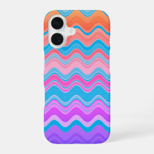 Funda Para iPhone 16 Patrón de zigzag ondulado multicolor brillante