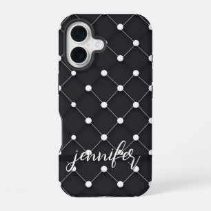 Funda Para iPhone 16 Patrón Elegante de Puntos en Blanco y Negro