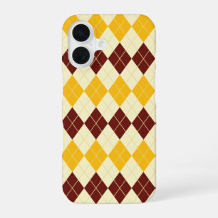 Funda Para iPhone 16 Patrón escocés de tartán marrón - amarillo