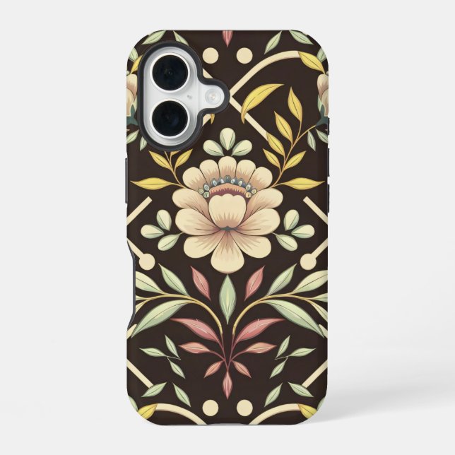 Funda Para iPhone 16 Patrón Floral (Reverso )