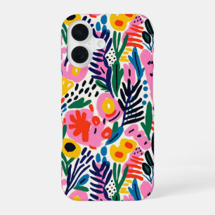 Funda Para iPhone 16 Patrón floral abstracto colorido moderno