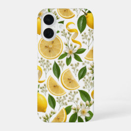Funda Para iPhone 16 Patrón floral botánico y limón prensado realista