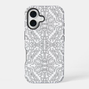Funda Para iPhone 16 Patrón floral gris minimalista