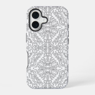Funda Para iPhone 16 Patrón floral gris minimalista
