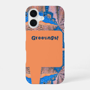 Funda Para iPhone 16 Patrón fractal divertido psicodélico y texto