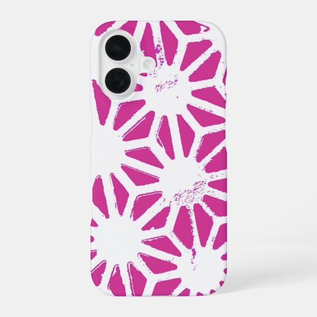 Funda Para iPhone 16 Patrón geométrico fucsia (Reverso )