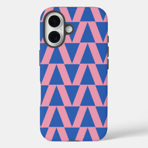 Funda Para iPhone 16 Patrón geométrico moderno lindo rosa azul cobalto