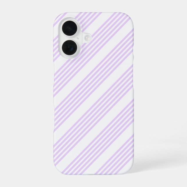 Funda Para iPhone 16 Patrón Lilac púrpura y blanco de cinco rayas (Reverso )