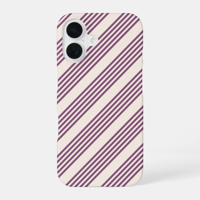 Funda Para iPhone 16 Patrón malva morado y beige de cinco rayas (Reverso )