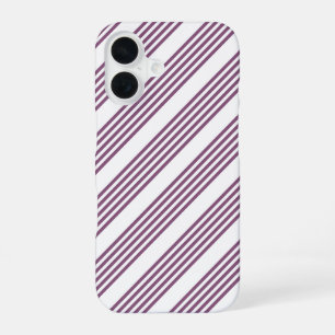 Funda Para iPhone 16 Patrón malva morado y blanco de cinco rayas