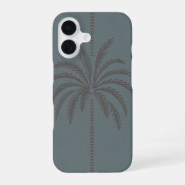 Funda Para iPhone 16 Patrón minimalista de palmera azul gris tropical