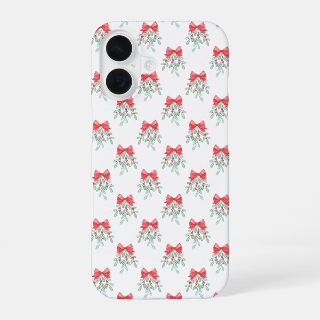 Funda Para iPhone 16 Patrón Mistletoe (Reverso )