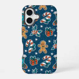 Funda Para iPhone 16 Patrón Navideño Estético Caramelo de Santa