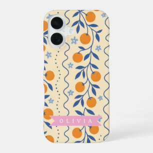 Funda Para iPhone 16 Patrón personalizado de estilo folk cítrico retro