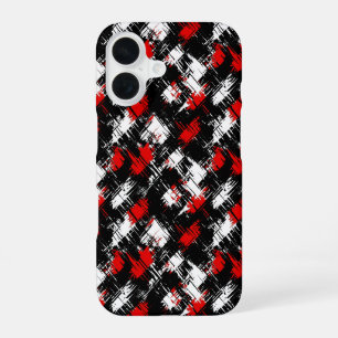 Funda Para iPhone 16 Patrón rojo blanco negro moderno