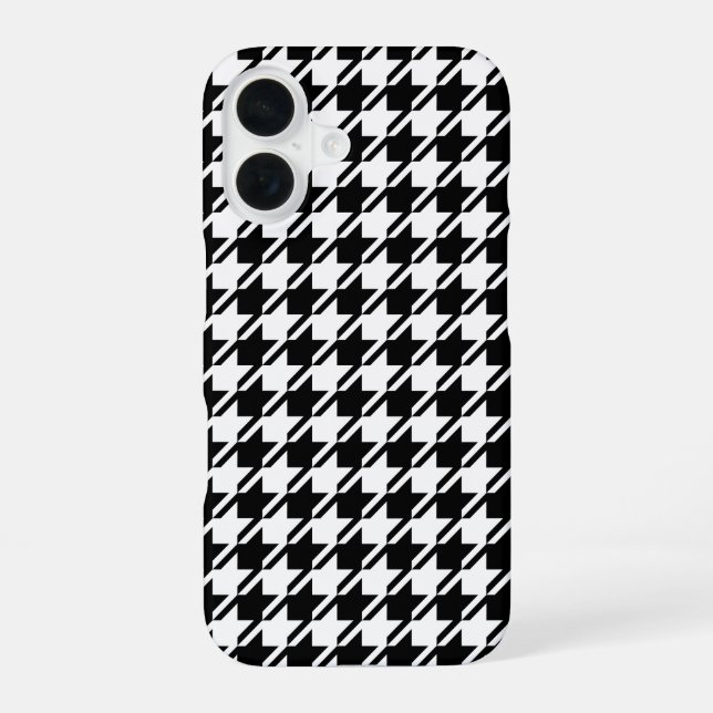 Funda Para iPhone 16 Patrón Rpt de Houndstoth BW (Reverso )