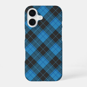 Funda Para iPhone 16 Patrón simple de tartán en azul oscuro