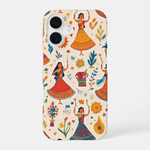 Funda Para iPhone 16 Patrón sin foco en las noches de Dandiya - Festiva