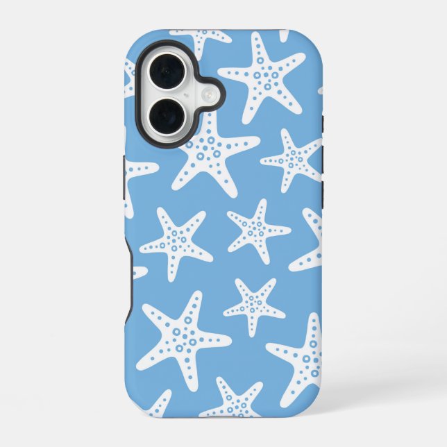 Funda Para iPhone 16 Patrón Starfish Azul (Reverso )