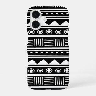 Funda Para iPhone 16 Patrón tribal azteca blanco y negro