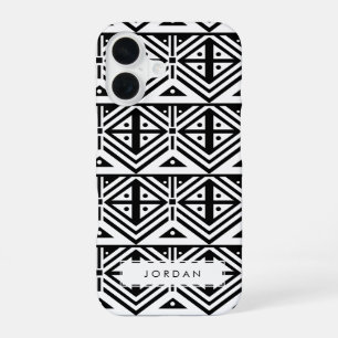 Funda Para iPhone 16 Patrón tribal gráfico blanco y negro
