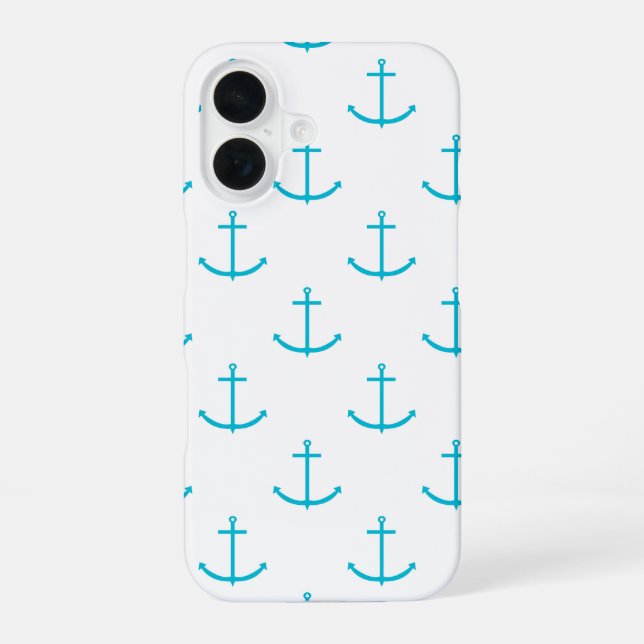 Funda Para iPhone 16 Patrón Turquesa de anclaje (Reverso )