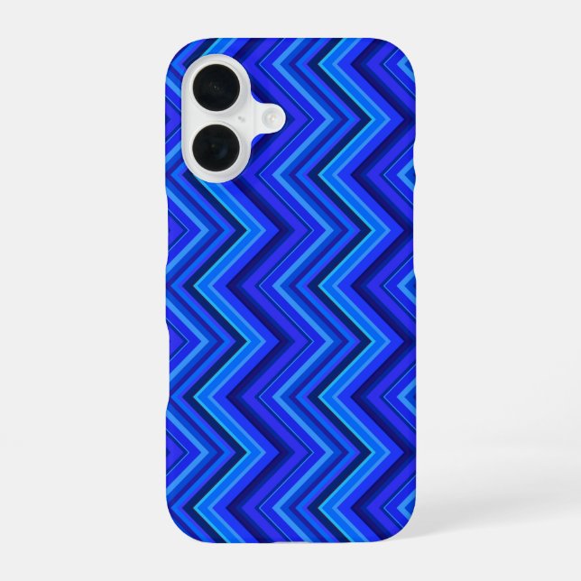 Funda Para iPhone 16 Patrón zigzag de franjas azules (Reverso )