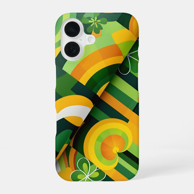 FUNDA PARA iPhone 16 PATRONES ABSTRACTOS DE IRLANDA AMARILLO NARANJA VE (Reverso )