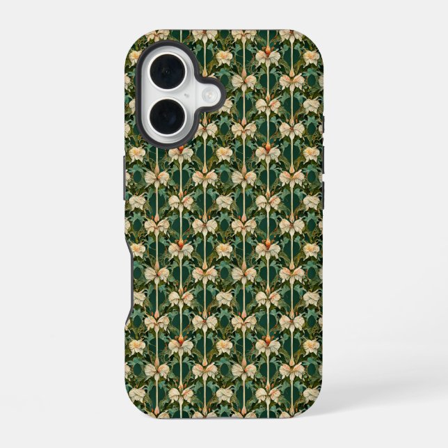 Funda Para iPhone 16 Patrones botánicos repetitivos (Reverso )