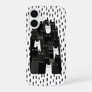 Funda Para iPhone 16 Patrones de gato sospechosos Diseño de arte de gat