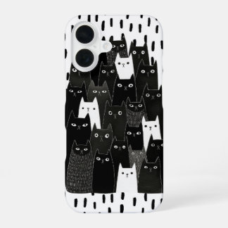 Funda Para iPhone 16 Patrones de gato sospechosos Diseño de arte de gat