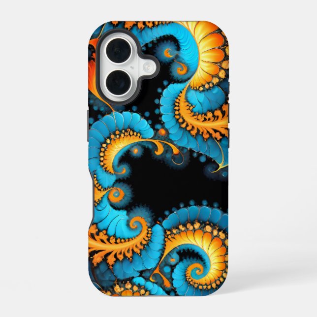 Funda Para iPhone 16 Patrones fractales abstractos (Reverso )