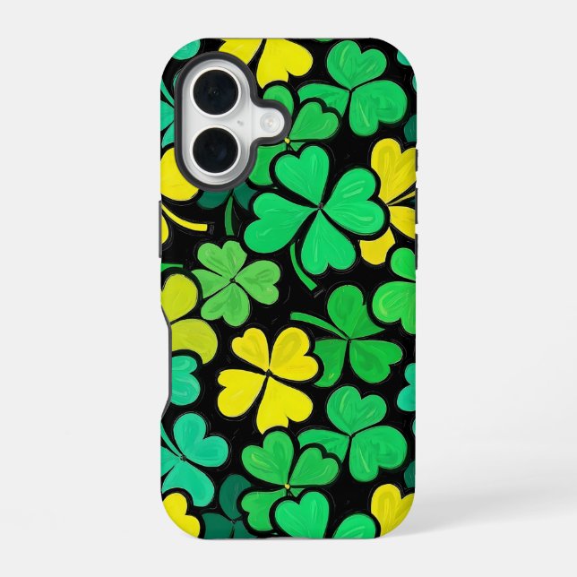 Funda Para iPhone 16 Pattern St. Patrick's Day Clowers  (Reverso )