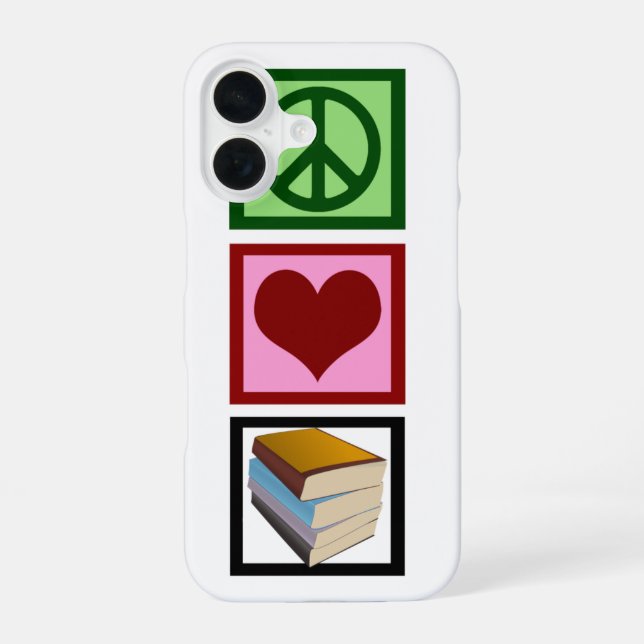 Funda Para iPhone 16 Paz Amor Libros (Reverso )