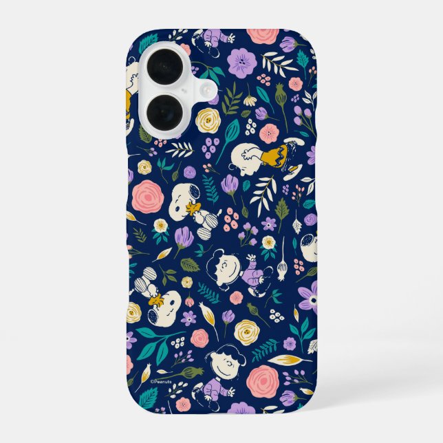 Funda Para iPhone 16 Peanuts In Bloom Pattern (Reverso )