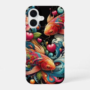 Funda Para iPhone 16 Peces koi abstractos vibrantes orientales olas cor