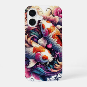 Funda Para iPhone 16 Peces koi abstractos vibrantes orientales olas sak