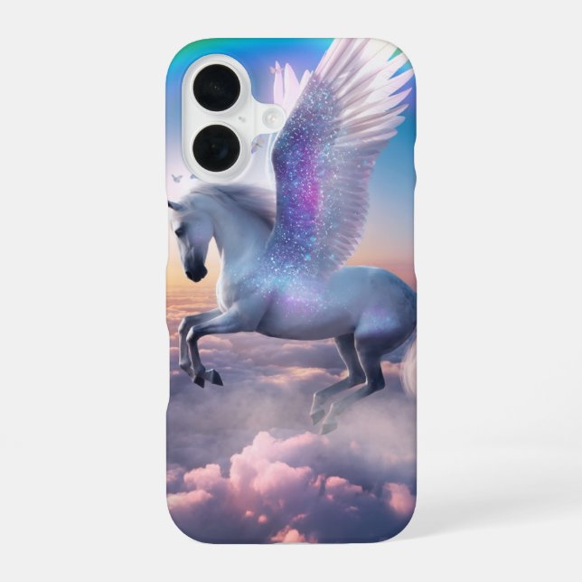 Funda Para iPhone 16 Pegaso con Arcoíris (Reverso )