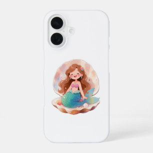 Funda Para iPhone 16 Pegatina estética de sirena linda Chica del océano