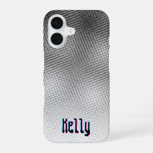 Funda Para iPhone 16 Película 3D Retro Artsy Blanco y Negro Moiré